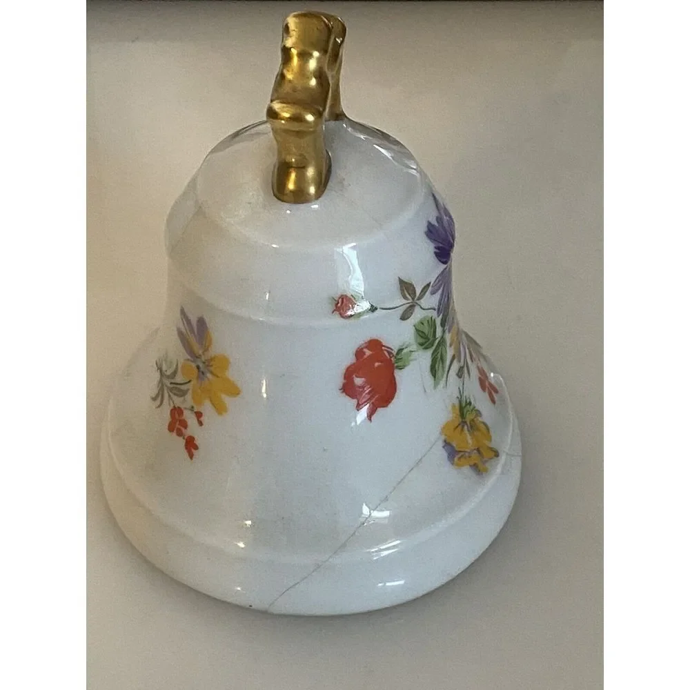 Vintage Bernardaud Limoges Porcelain Bell With Flower Motif Made In France‎ GUC